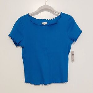NWT Anthropologie Pilcro Ruffle Trim Baby Tee